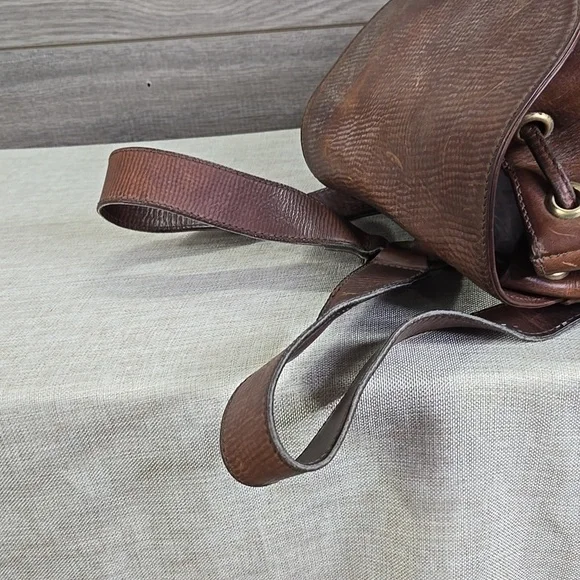 Bogner Brown Leather Backpack Travel Bag Handbag Tote - Picture 6 of 14